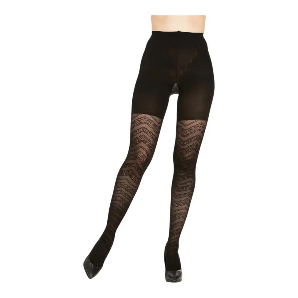 SPANX Assets Red Hot Label Lace Zigzag Shaping Tights Black Size 4/D NEW